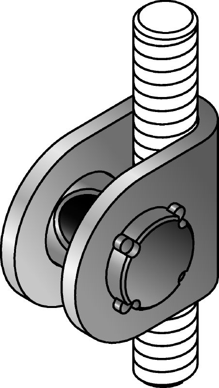 MQS-H Rod brace connector Galvanised pre-assembled threaded rod brace connector with increased angle adjustability to connect 2 threaded rods for a wide range of seismic applications