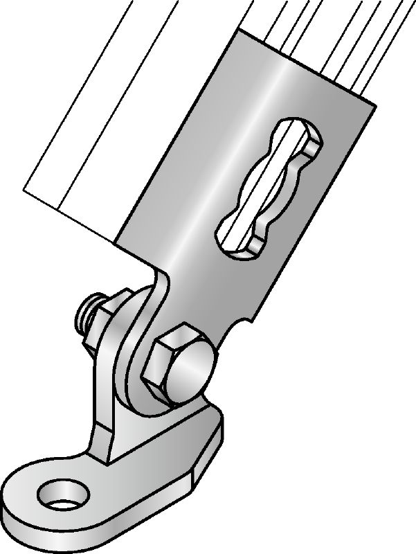 MQS-AC Channel brace connector Galvanised pre-assembled channel brace connector with increased installation flexibility for a wide range of seismic applications