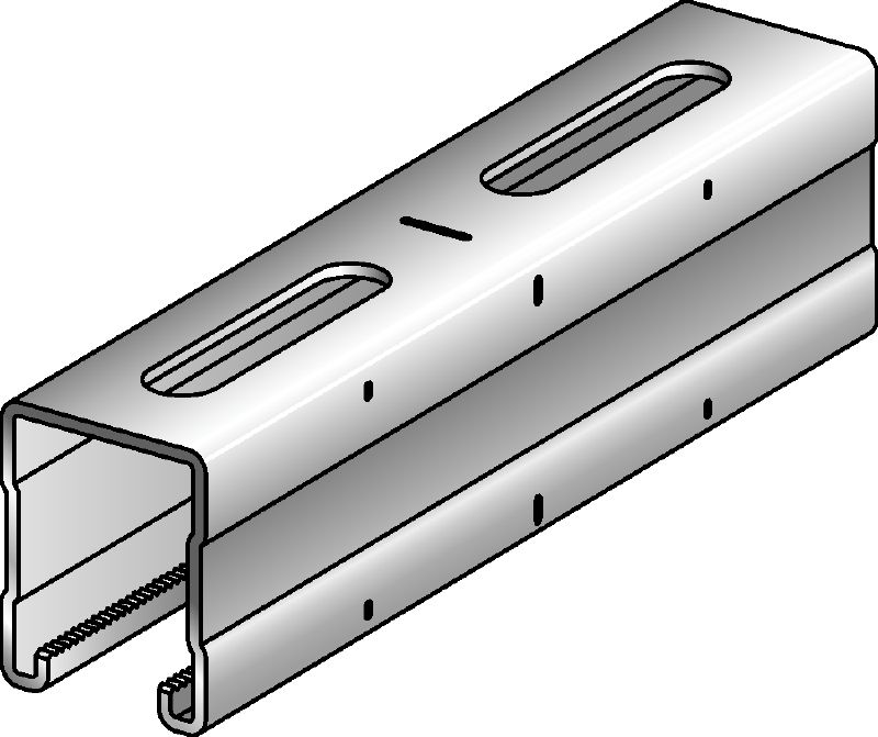 MQ-52-R channel Stainless steel (A4) 52 mm high MQ strut channel for medium/heavy-duty applications